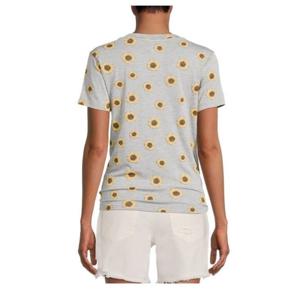 nwt no boundaries women's t shirt v neck sunflower scrunched front short sleeve - Picture 6 of 10